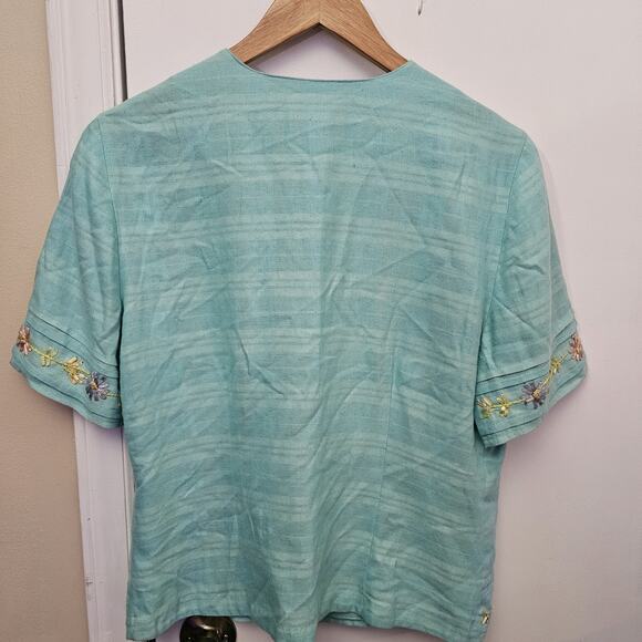 VTG Sarah Elizabeth Floral Daisy Prairie Cottage Open Front Top Jacket Sz 12 - Picture 4 of 4